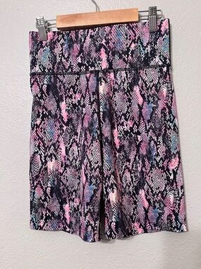 Pink & Black Snakeskin Print Athletic Shorts